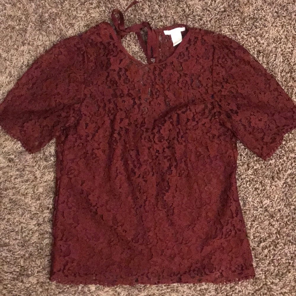 Burgundy lace top with cami attached
